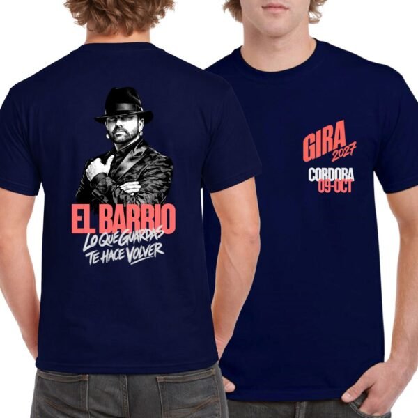 Camiseta azul marino El Barrio Gira 2027 personalizada para concierto