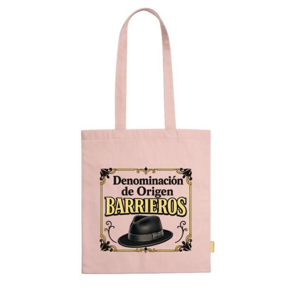 Tote bag rosa claro Denominación de Origen Barrieros personalizable en algodón reciclado