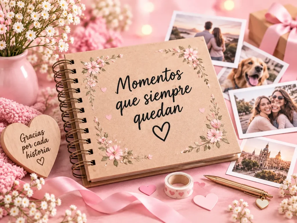 Álbum de scrapbooking personalizado con fotografías y recuerdos especiales
