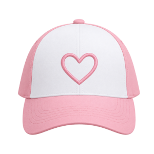Gorra personalizada blanca y rosa con corazón bordado