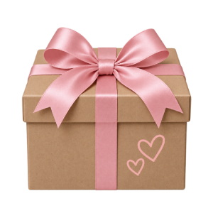 Pack regalo personalizado con caja kraft y lazo rosa