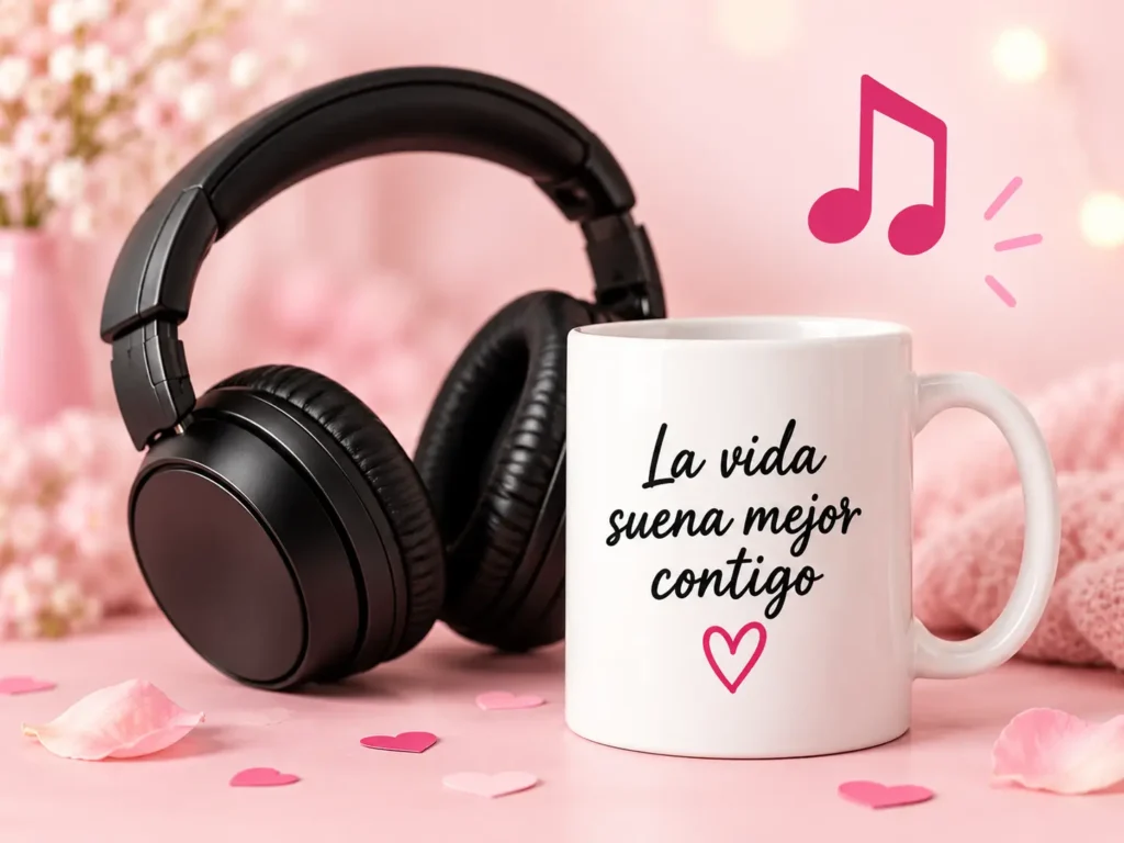 Regalos personalizados de música y conciertos con taza y auriculares