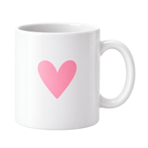 Taza personalizada blanca con corazón rosa