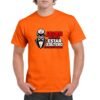 Camiseta naranja para despedida de soltero con diseño Javier deja de estar soltero, Las tropas del novio
