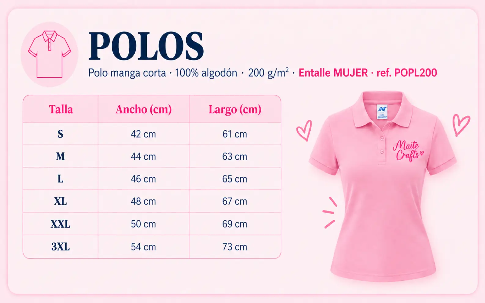 Guía de tallas camiseta unisex