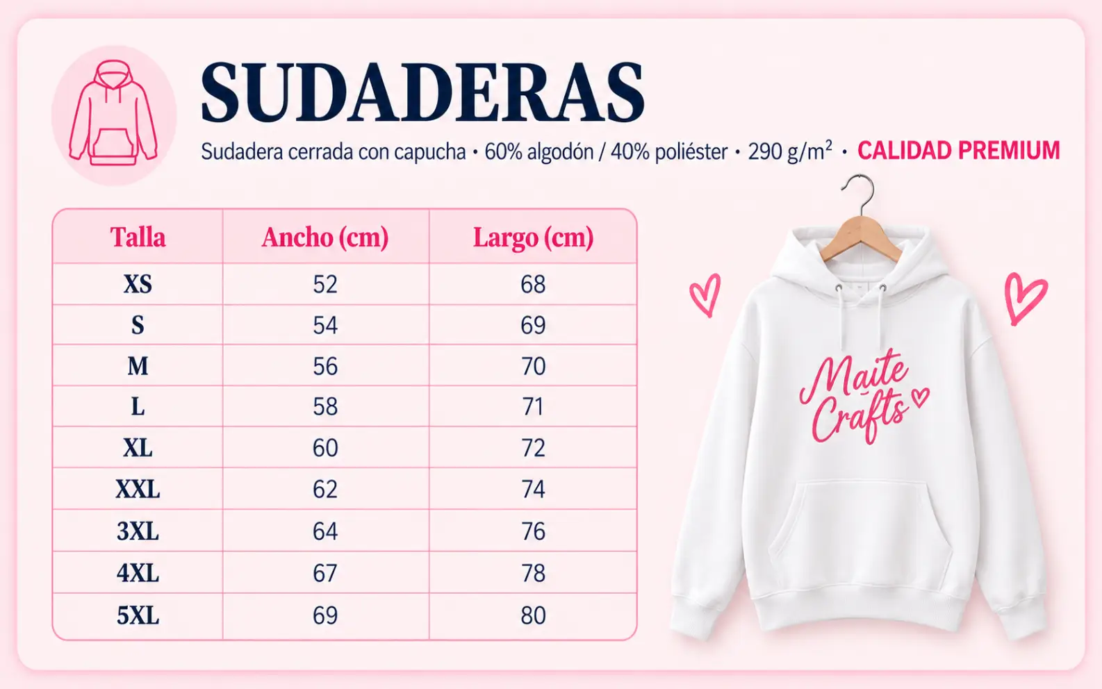 Guía de tallas camiseta unisex