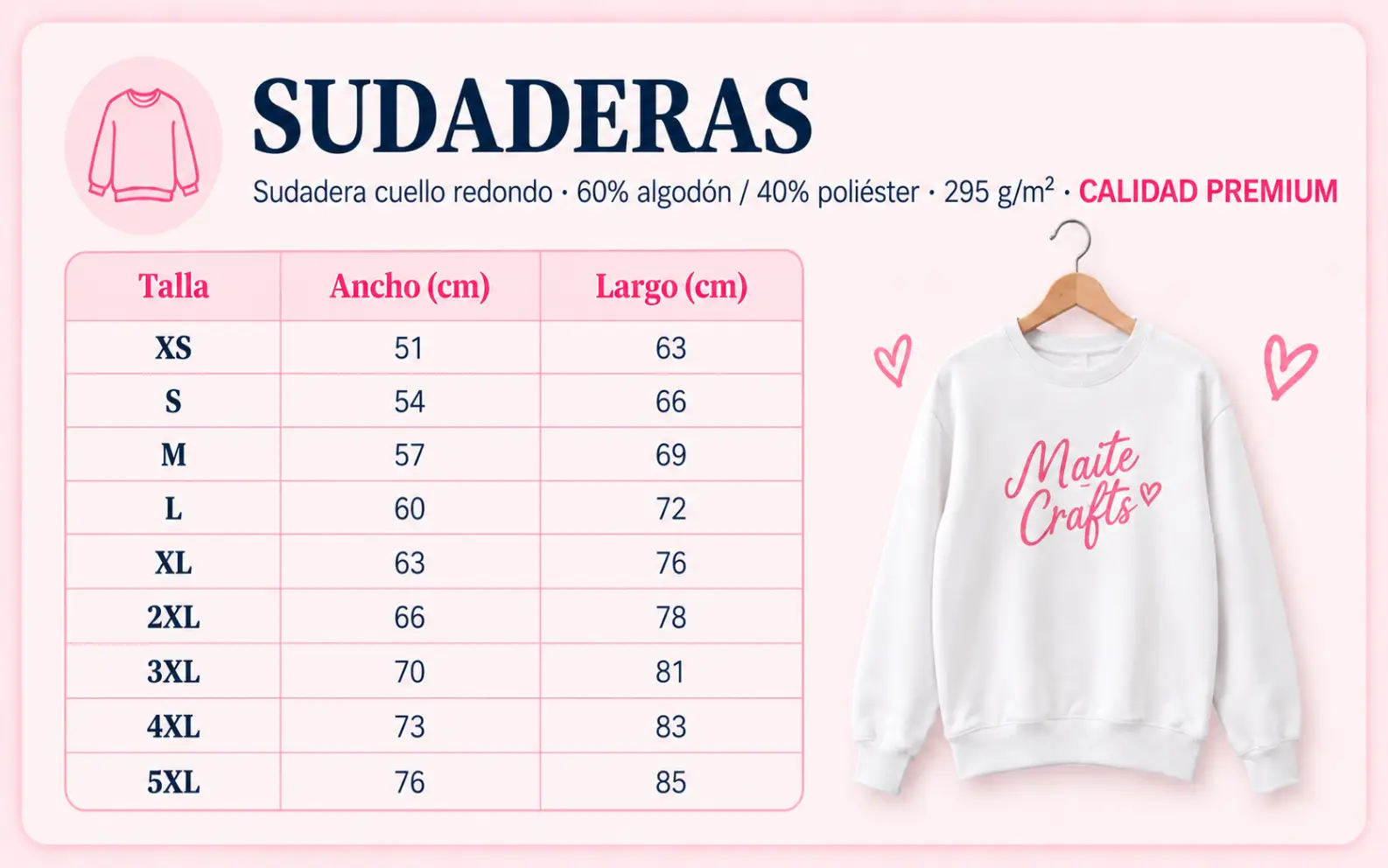 Guía de tallas camiseta unisex