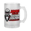 Jarra de cerveza esmerilada de 500 ml con diseño Javier deja de estar soltero y Las tropas del novio para despedida de soltero